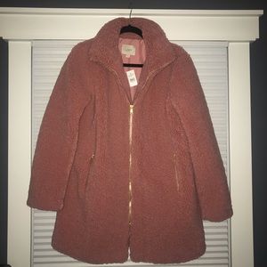 Loft Fleece Whipped Pink Funnel Neck Coat